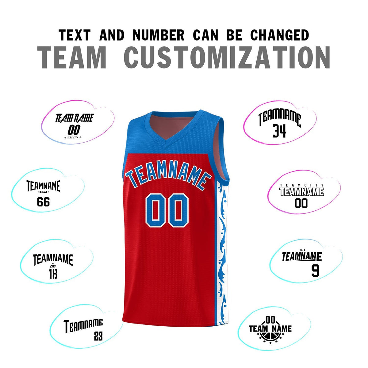 Custom Red Side Pattern Sports Uniform Basketball Jersey|KXKSHOP