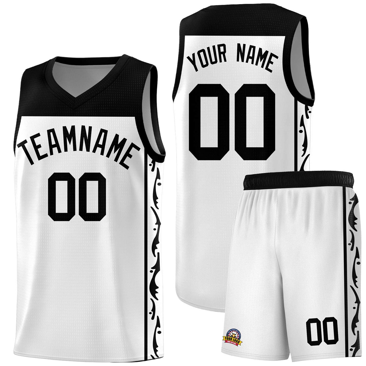Custom White Side Pattern Sports Uniform Basketball Jersey|KXKSHOP
