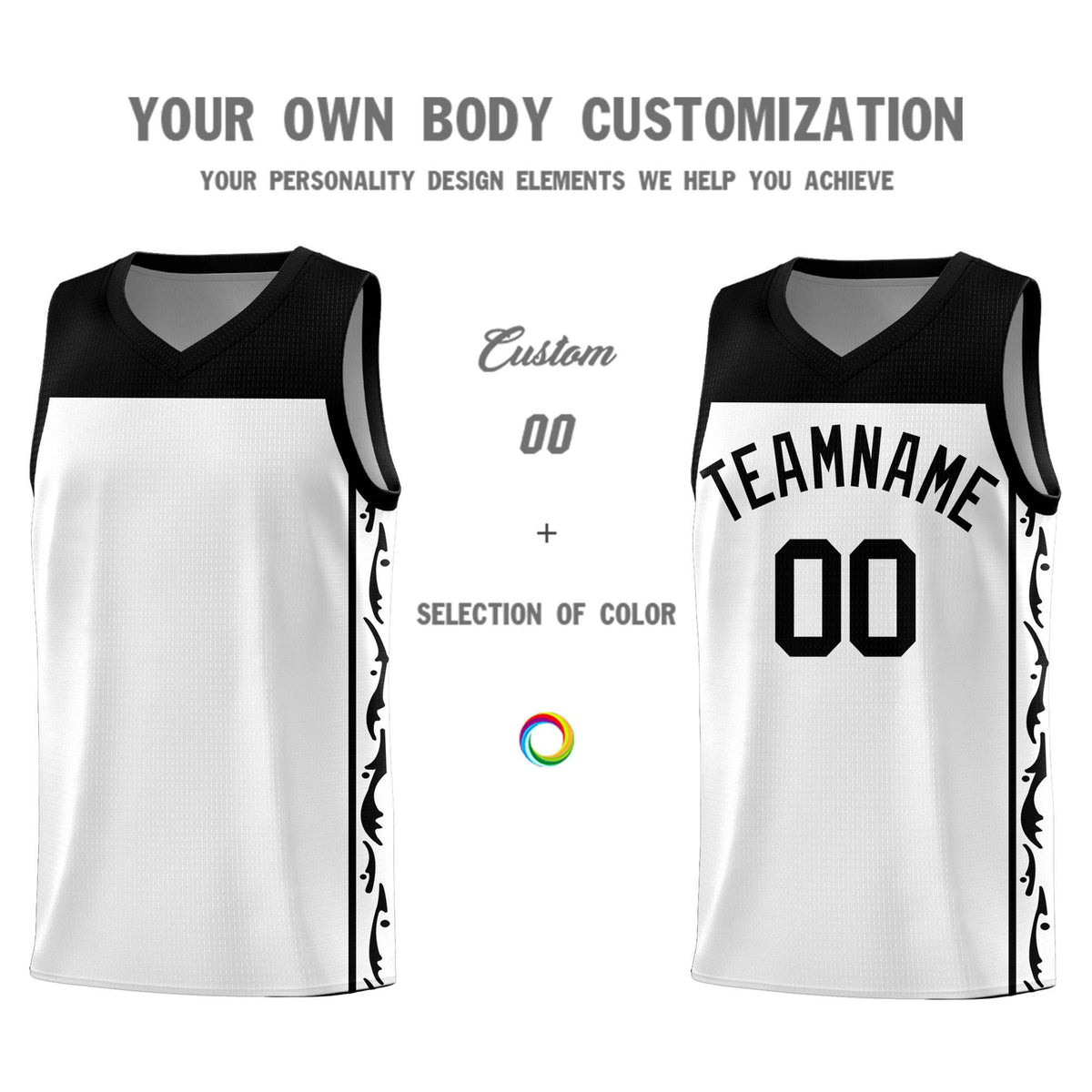 Custom White Side Pattern Sports Uniform Basketball Jersey|KXKSHOP