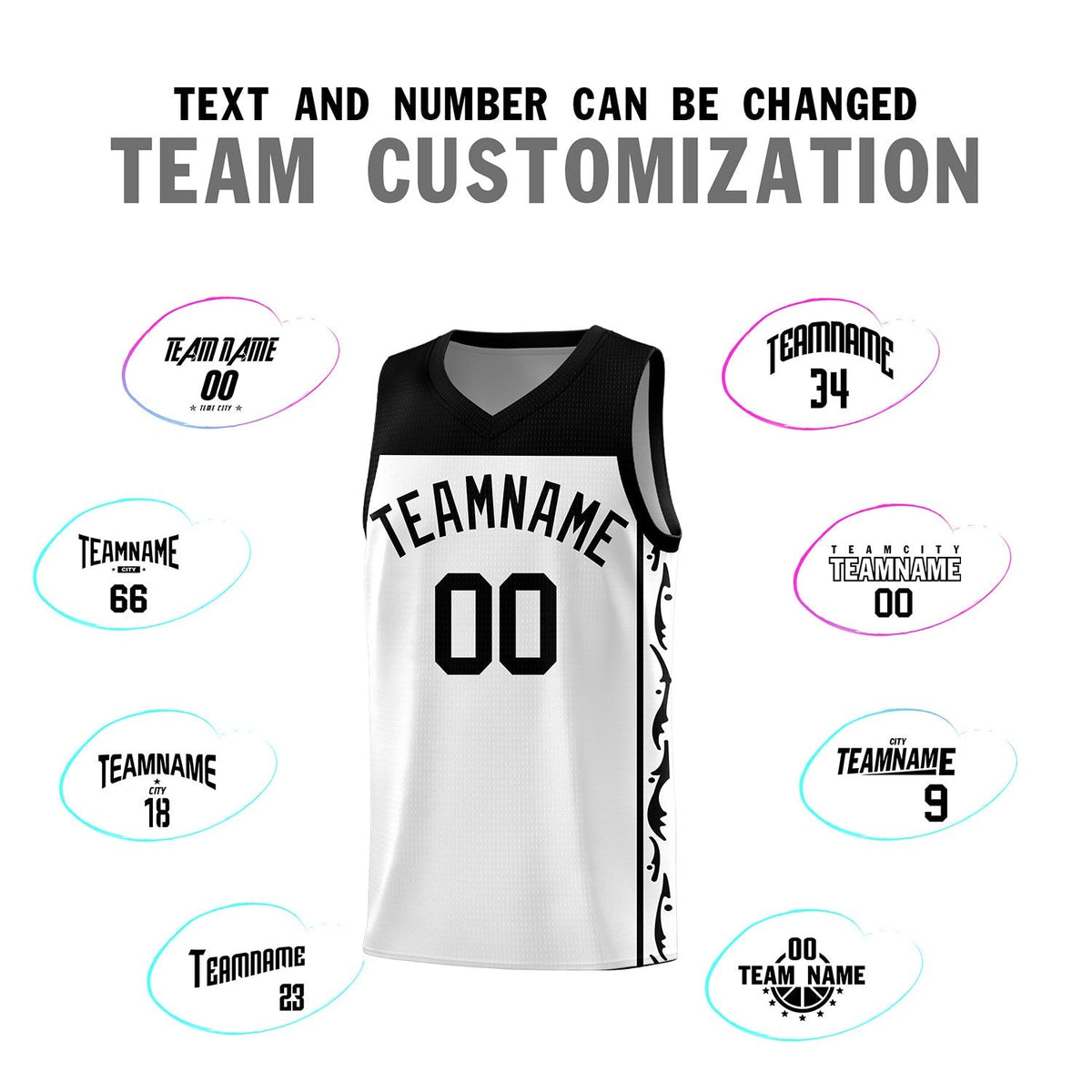 Custom White Side Pattern Sports Uniform Basketball Jersey|KXKSHOP