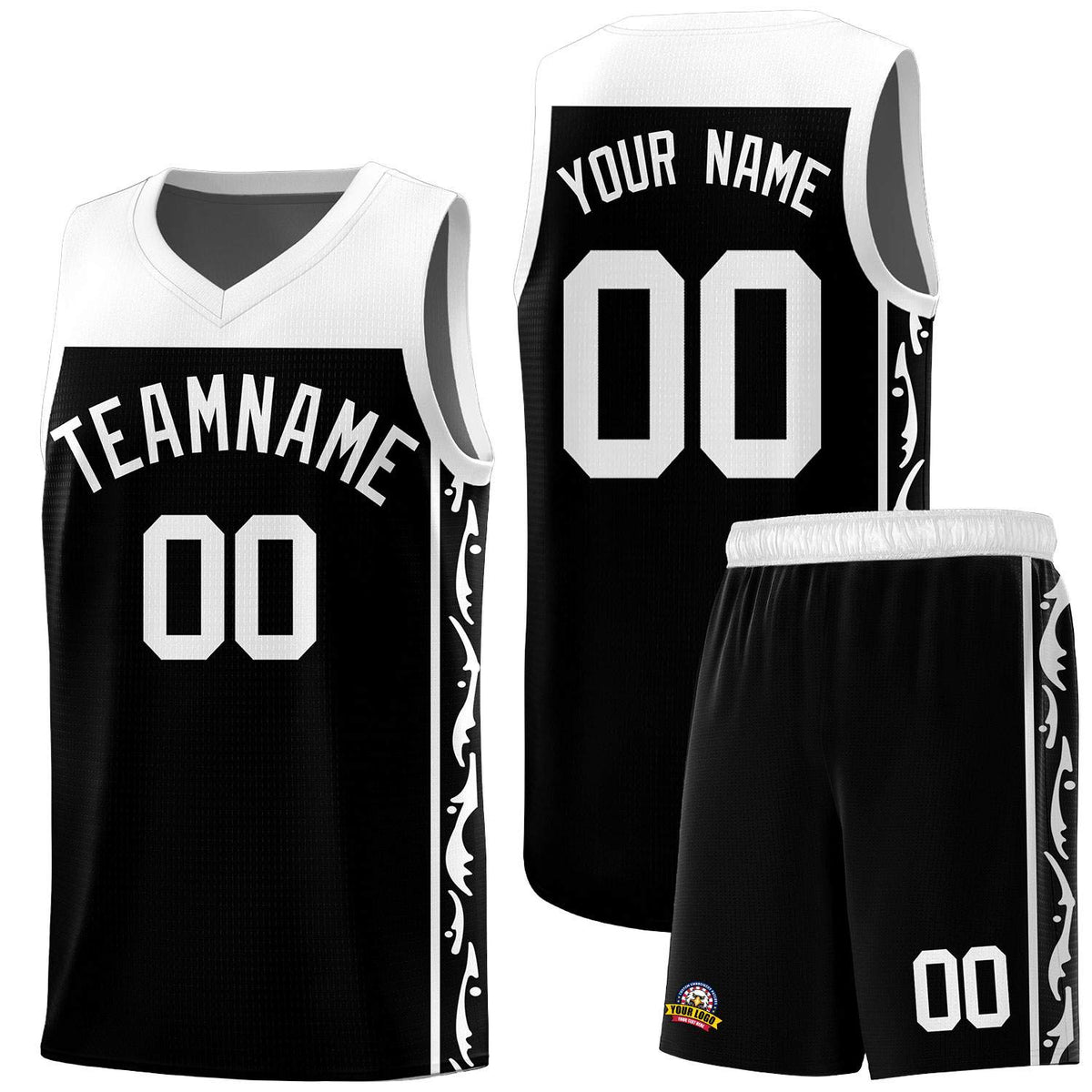 Custom Black Side Pattern Sports Uniform Basketball Jersey|KXKSHOP