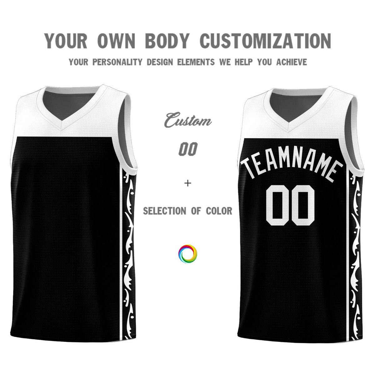 Custom Black Side Pattern Sports Uniform Basketball Jersey|KXKSHOP