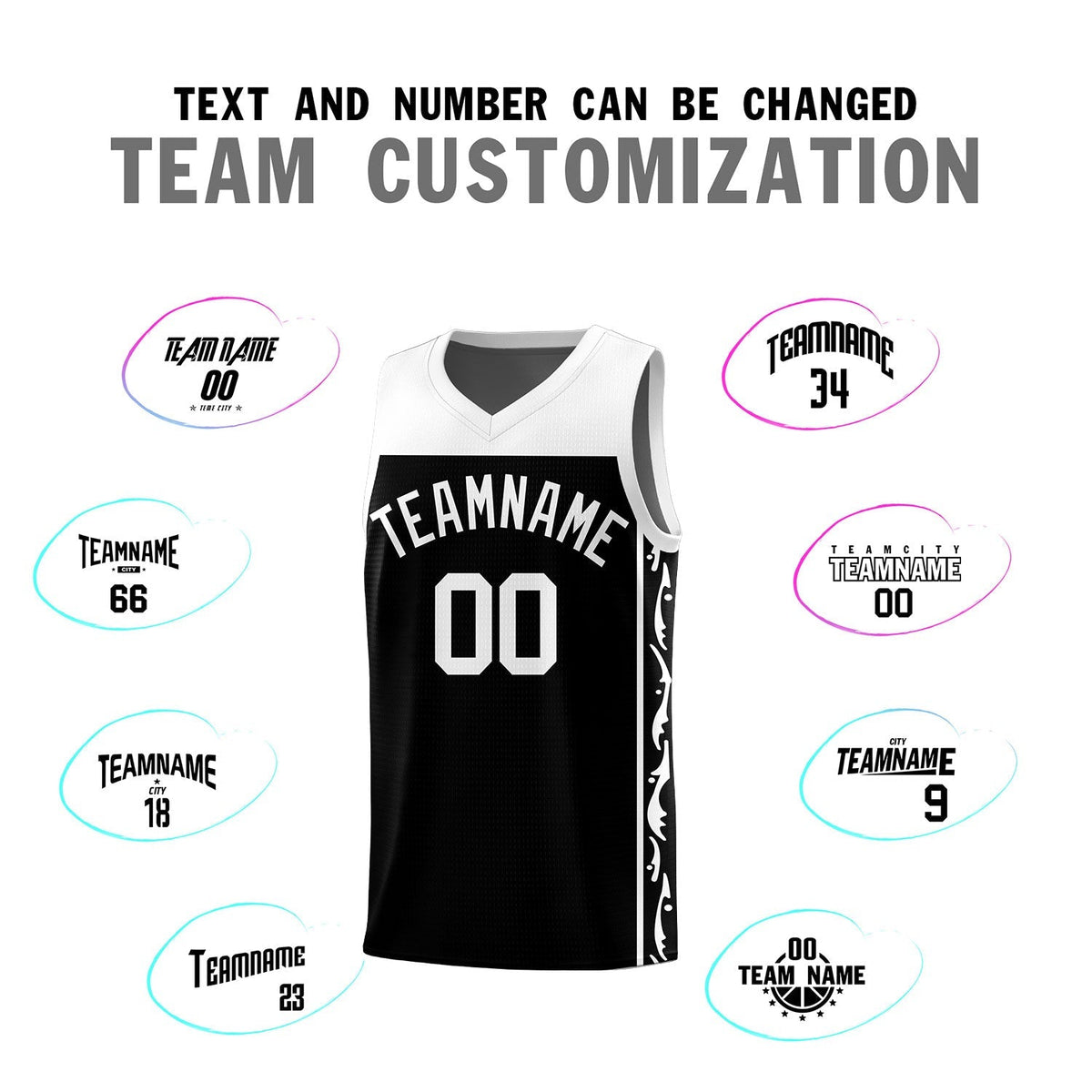 Custom Black Side Pattern Sports Uniform Basketball Jersey|KXKSHOP