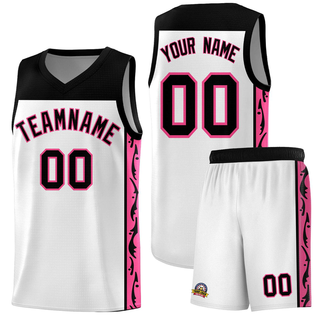 Custom White Side Pattern Sports Uniform Basketball Jersey|KXKSHOP