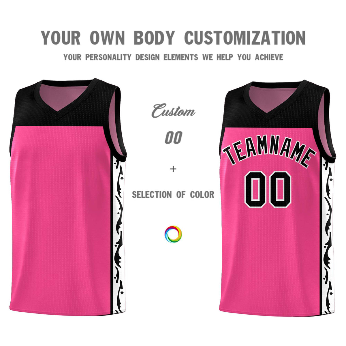 Custom Pink Side Pattern Sports Uniform Basketball Jersey|KXKSHOP