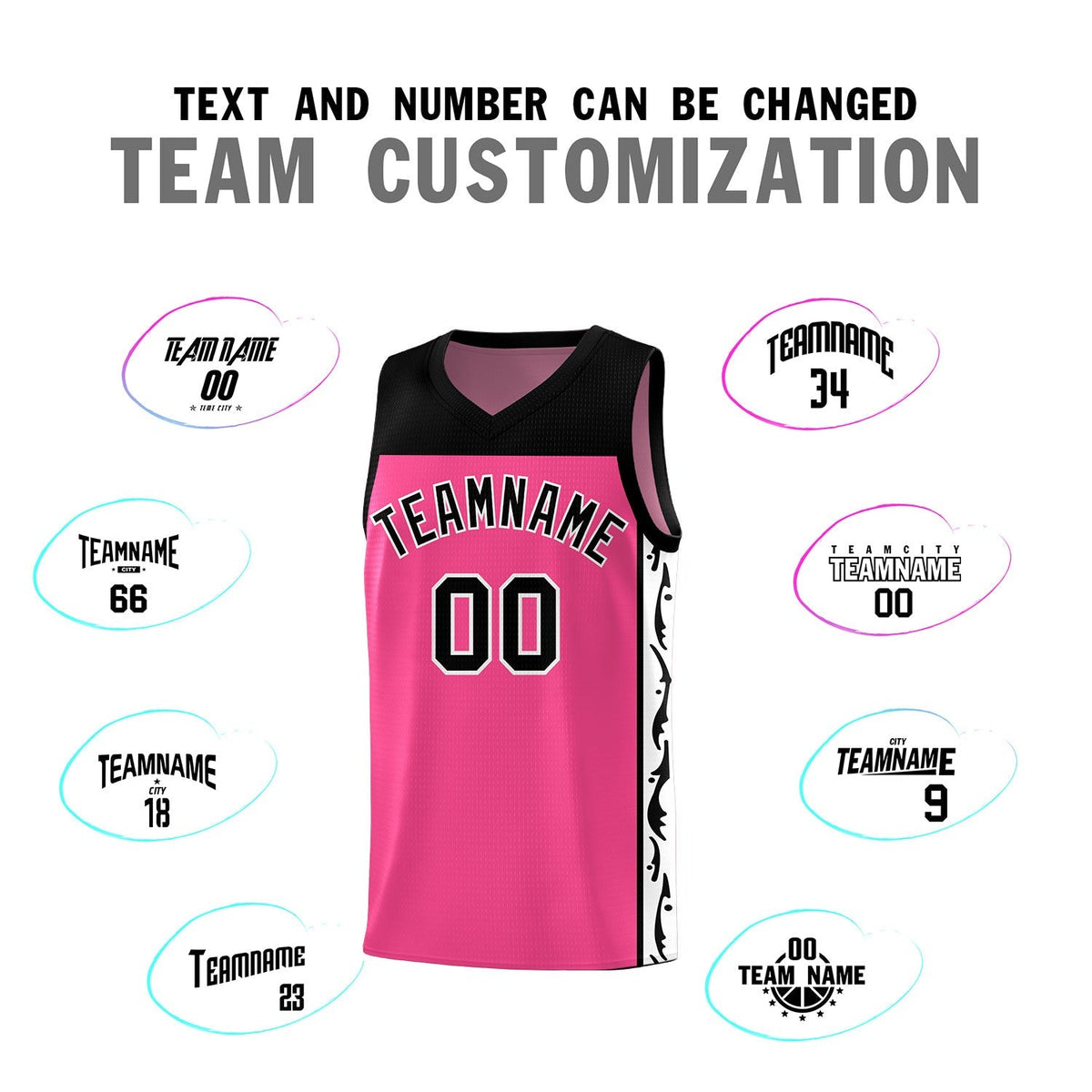 Custom Pink Side Pattern Sports Uniform Basketball Jersey|KXKSHOP