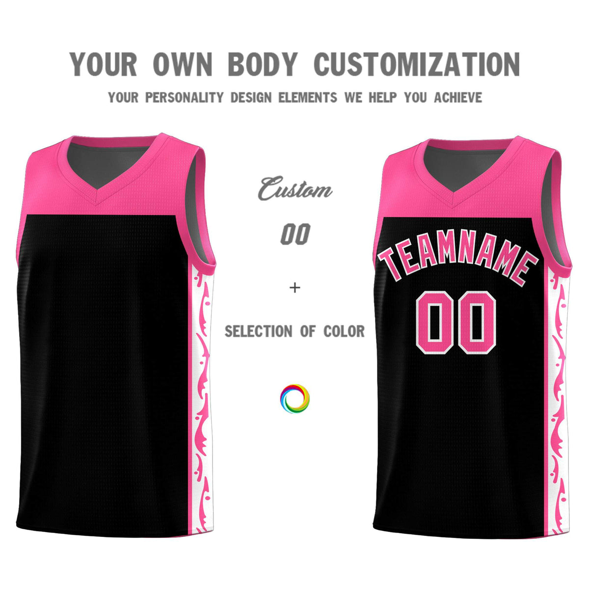 Custom Black Side Pattern Sports Uniform Basketball Jersey|KXKSHOP