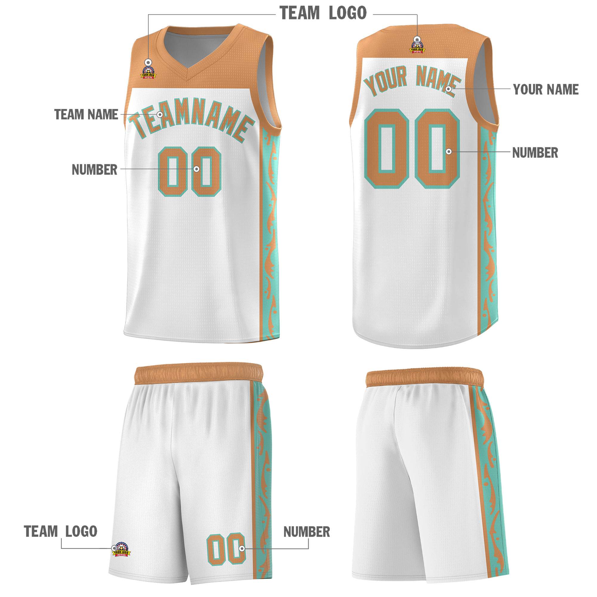 Custom White Side Pattern Sports Uniform Basketball Jersey|KXKSHOP
