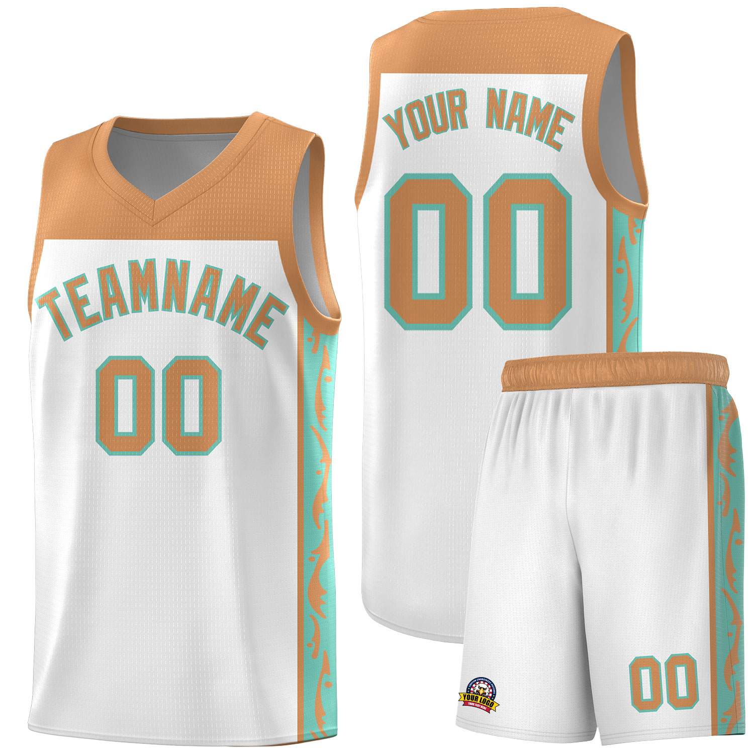 Custom White Side Pattern Sports Uniform Basketball Jersey|KXKSHOP