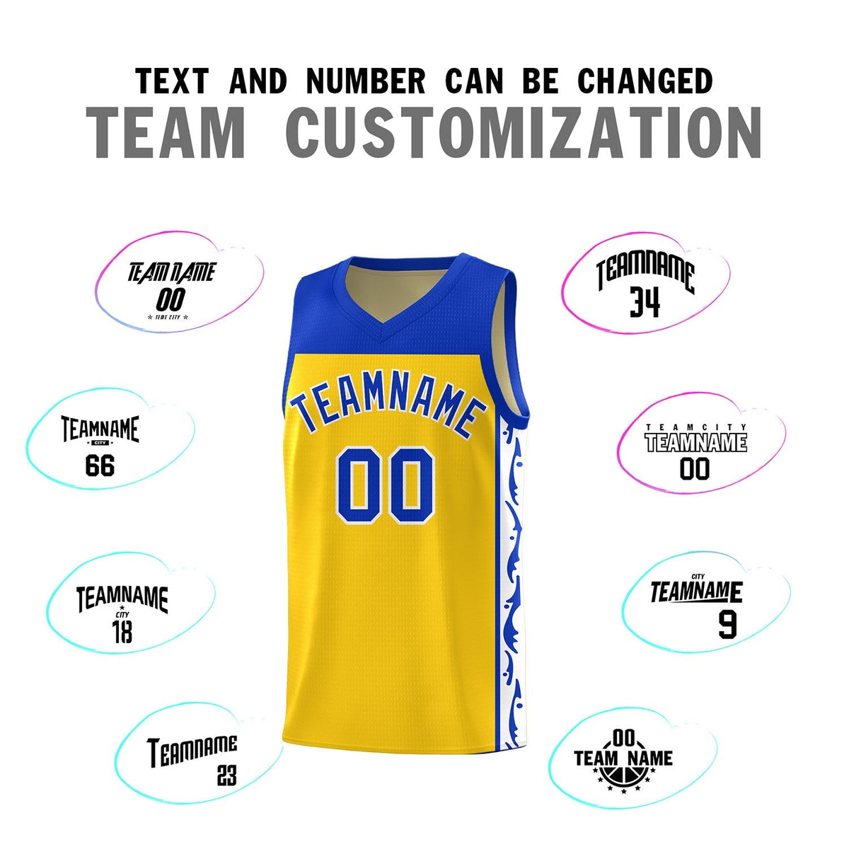 Custom Gold Side Pattern Sports Uniform Basketball Jersey|KXKSHOP