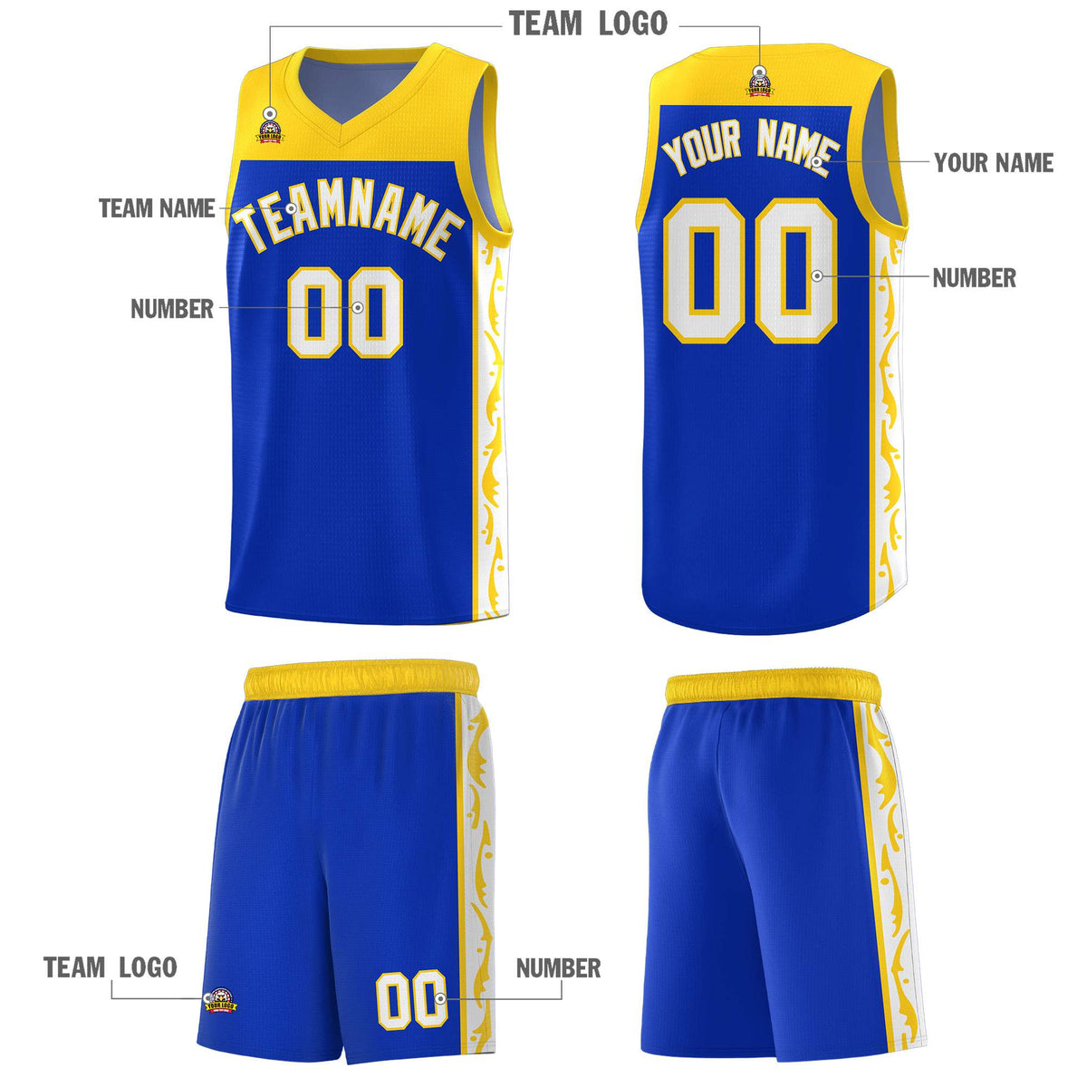 Custom Royal Side Pattern Sports Uniform Basketball Jersey|KXKSHOP