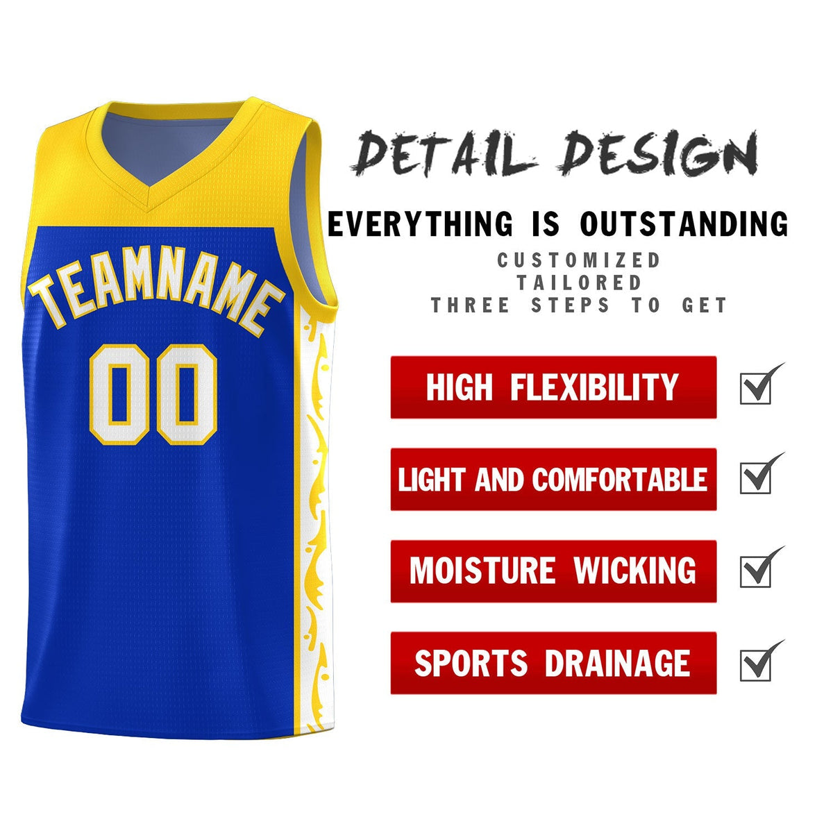 Custom Royal Side Pattern Sports Uniform Basketball Jersey|KXKSHOP