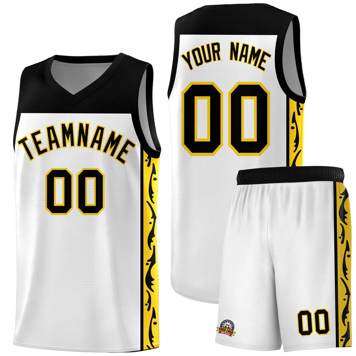 Custom White Side Pattern Sports Uniform Basketball Jersey|KXKSHOP