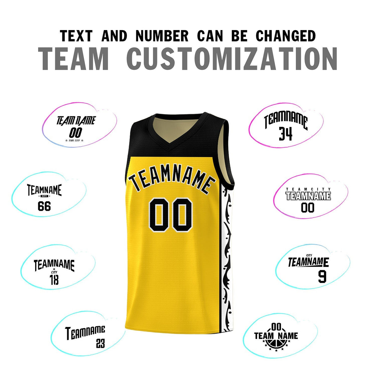 Custom Gold Side Pattern Sports Uniform Basketball Jersey|KXKSHOP