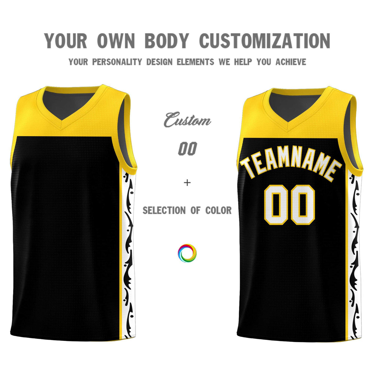 Custom Black Side Pattern Sports Uniform Basketball Jersey|KXKSHOP