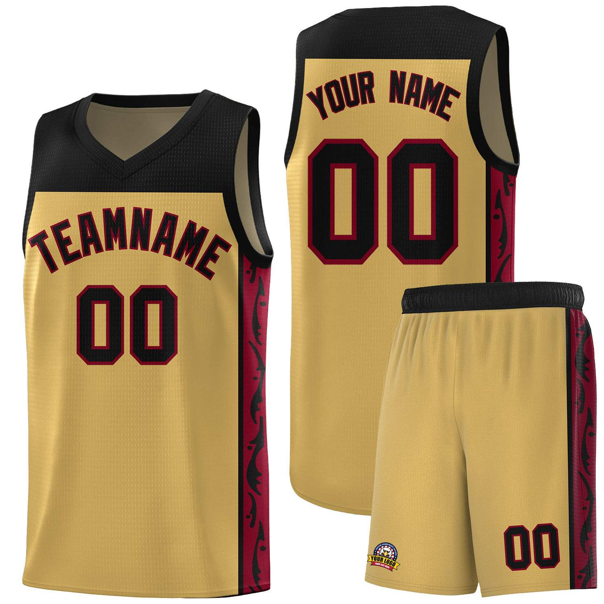 Custom Old Gold Side Pattern Sports Uniform Basketball Jersey|KXKSHOP