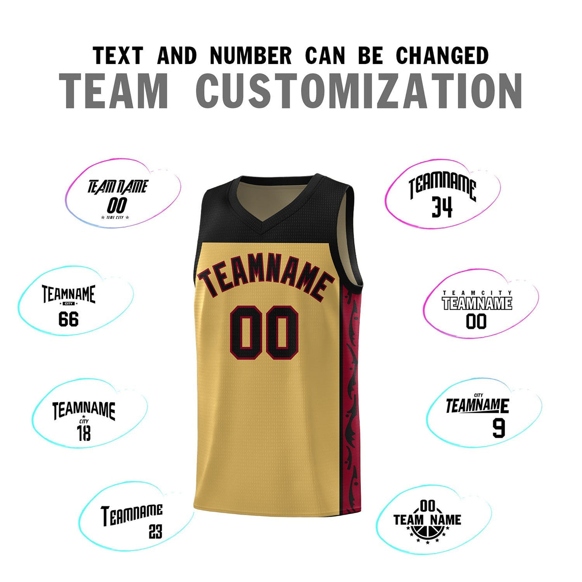 Custom Old Gold Side Pattern Sports Uniform Basketball Jersey|KXKSHOP