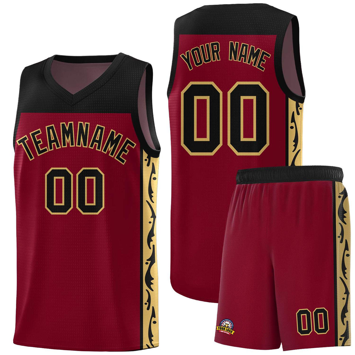 Custom Crimson Side Pattern Sports Uniform Basketball Jersey|KXKSHOP