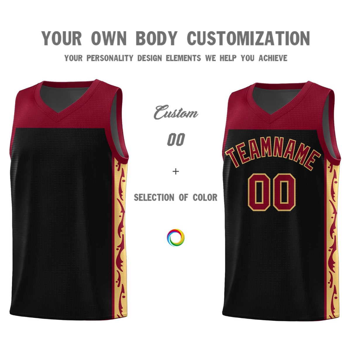 Custom Black Side Pattern Sports Uniform Basketball Jersey|KXKSHOP