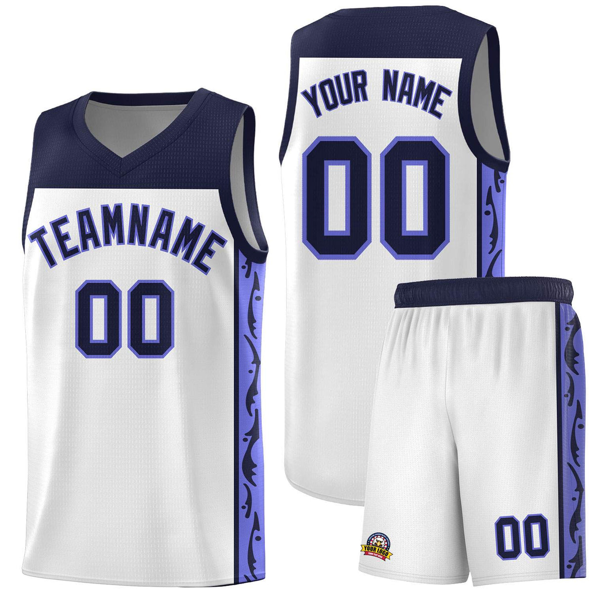 Custom White Side Pattern Sports Uniform Basketball Jersey|KXKSHOP