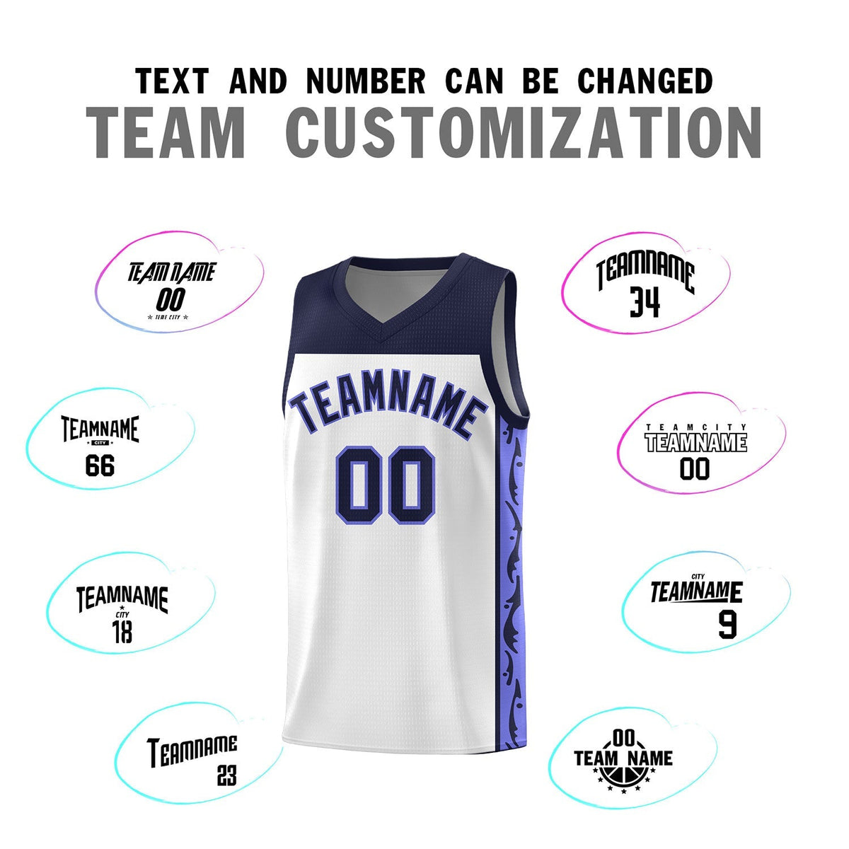 Custom White Side Pattern Sports Uniform Basketball Jersey|KXKSHOP