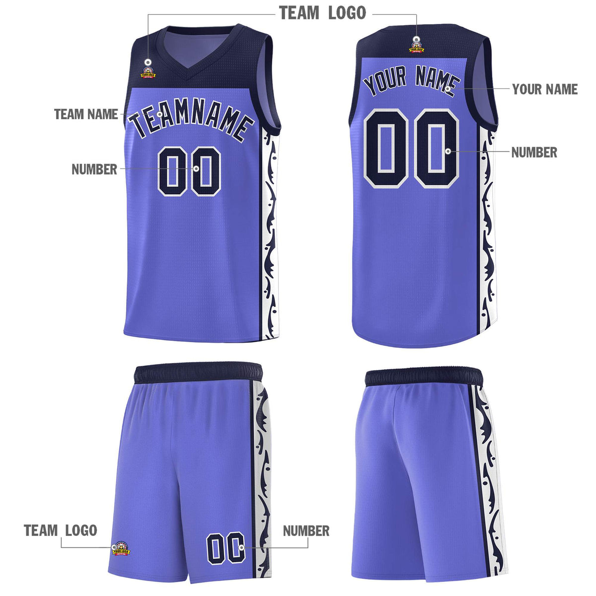 Custom Purple Side Pattern Sports Uniform Basketball Jersey|KXKSHOP