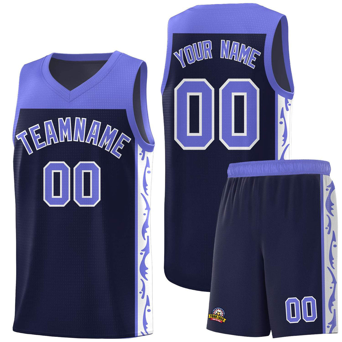 Custom Navy Side Pattern Sports Uniform Basketball Jersey|KXKSHOP
