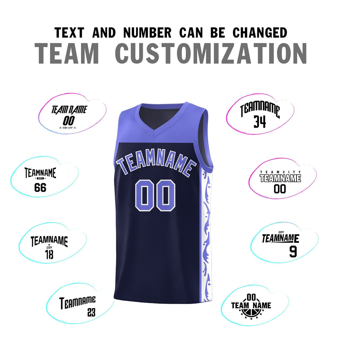 Custom Navy Side Pattern Sports Uniform Basketball Jersey|KXKSHOP