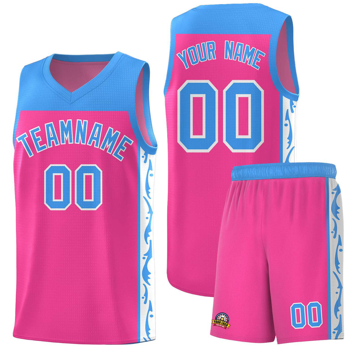 Custom Pink Side Pattern Sports Uniform Basketball Jersey|KXKSHOP