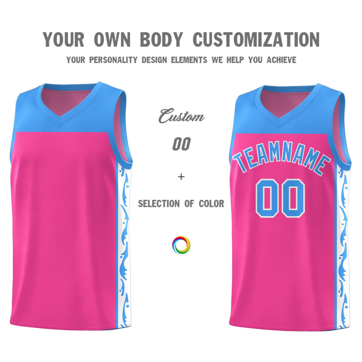 Custom Pink Side Pattern Sports Uniform Basketball Jersey|KXKSHOP