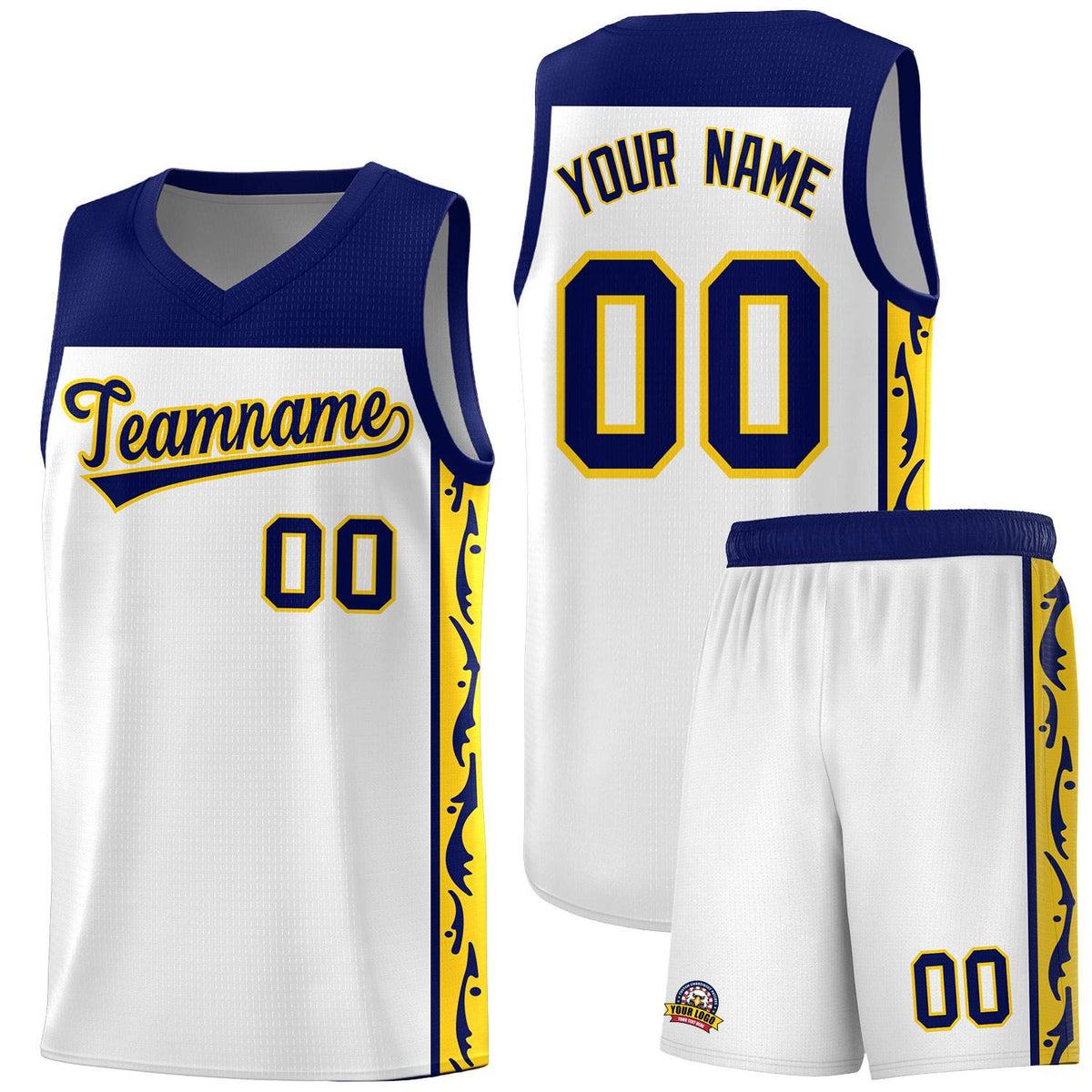 Custom White Side Pattern Sports Uniform Basketball Jersey|KXKSHOP