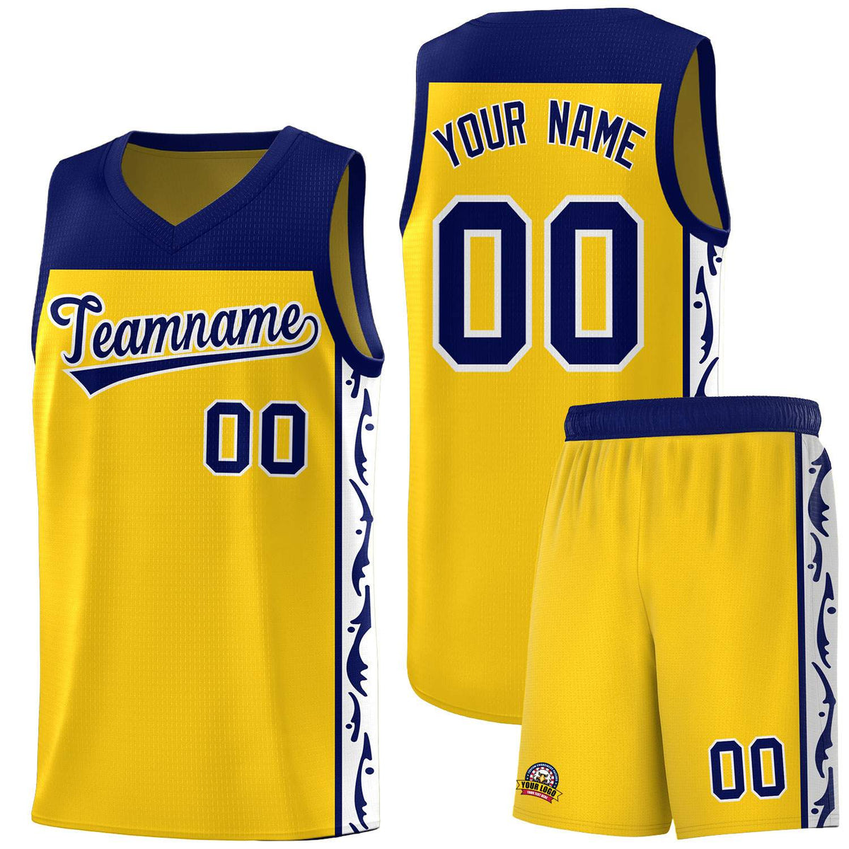 Custom Gold Side Pattern Sports Uniform Basketball Jersey|KXKSHOP