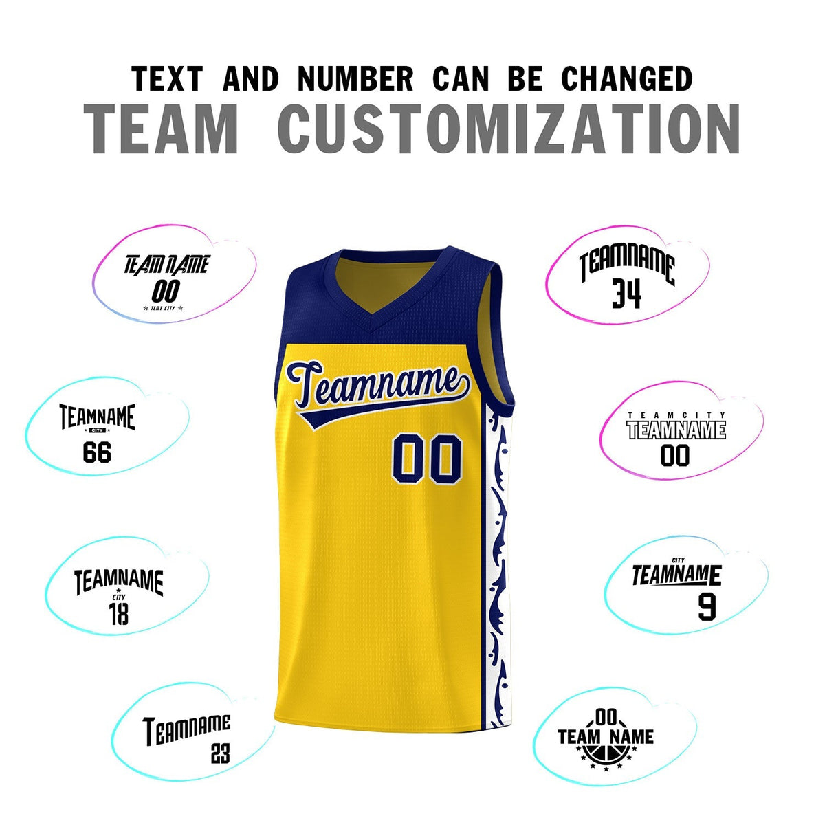 Custom Gold Side Pattern Sports Uniform Basketball Jersey|KXKSHOP