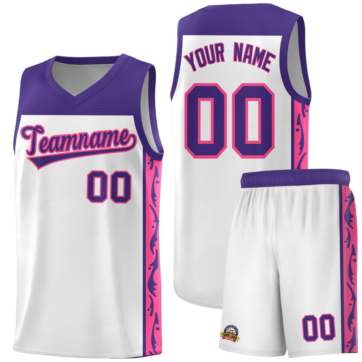 Custom White Side Pattern Sports Uniform Basketball Jersey|KXKSHOP