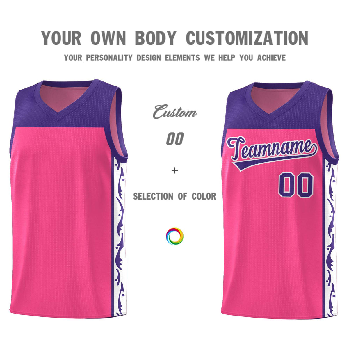 Custom Pink Side Pattern Sports Uniform Basketball Jersey|KXKSHOP