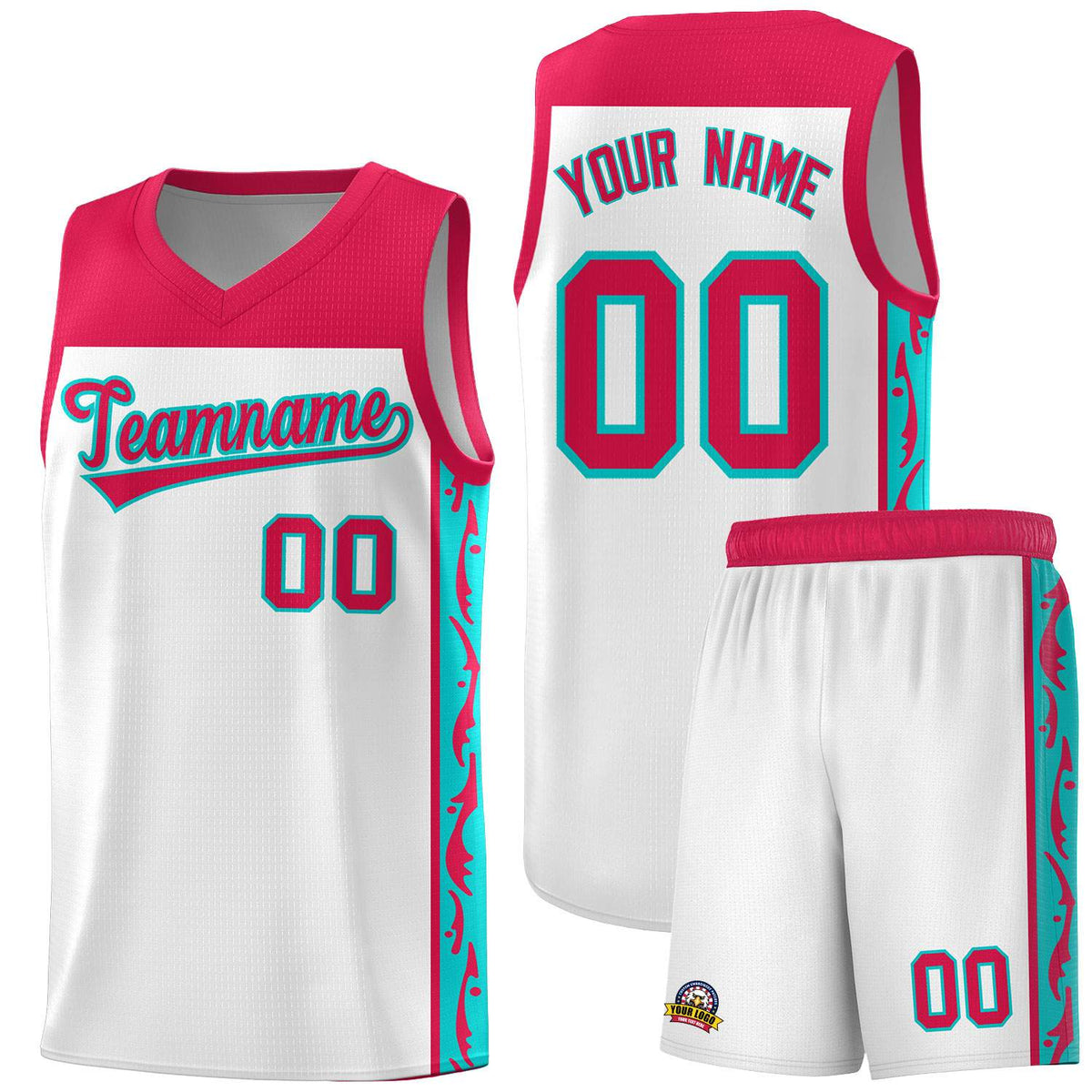 Custom White Side Pattern Sports Uniform Basketball Jersey|KXKSHOP