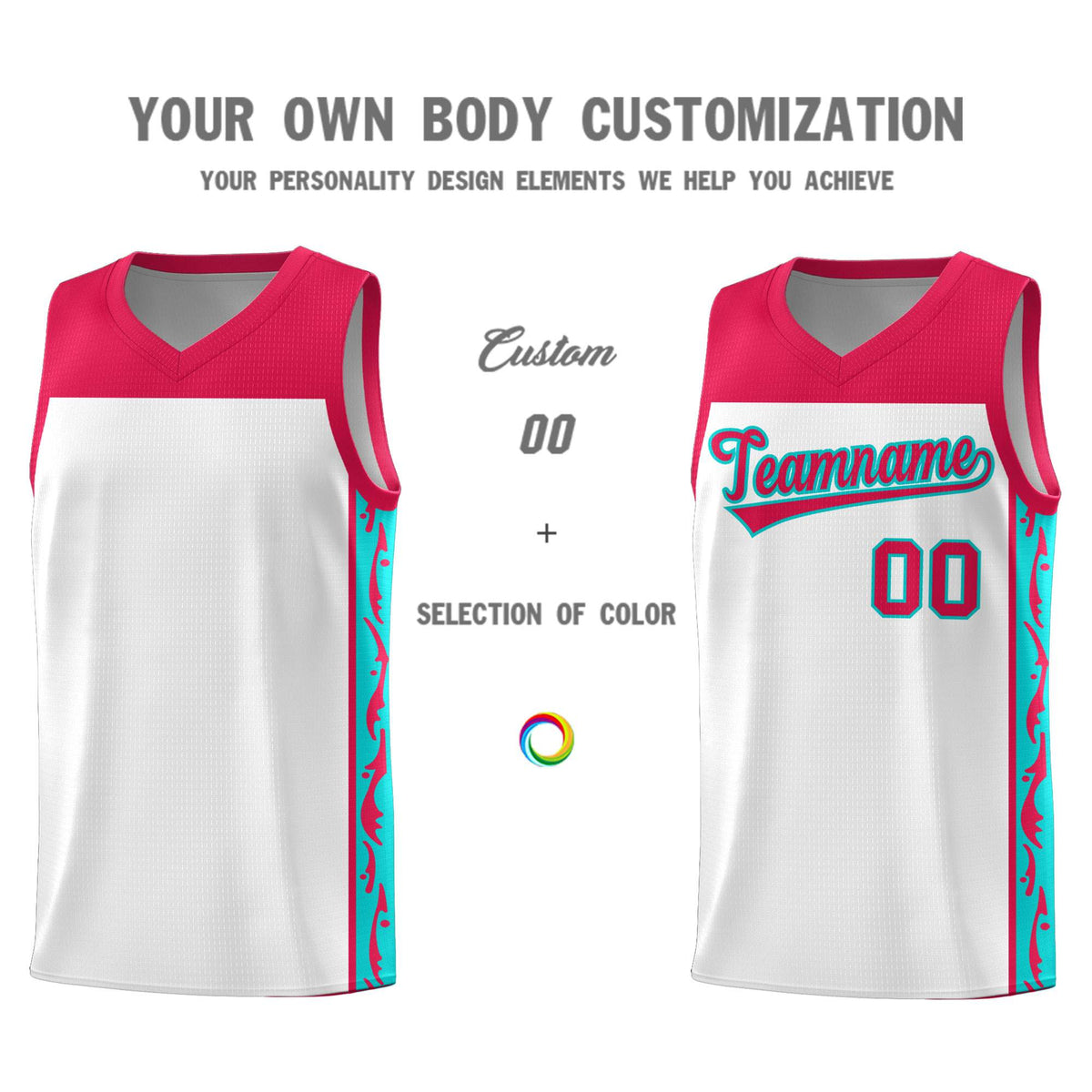 Custom White Side Pattern Sports Uniform Basketball Jersey|KXKSHOP
