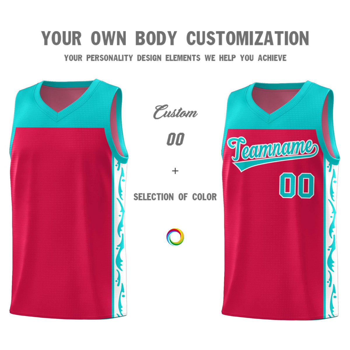 Custom Red Side Pattern Sports Uniform Basketball Jersey|KXKSHOP