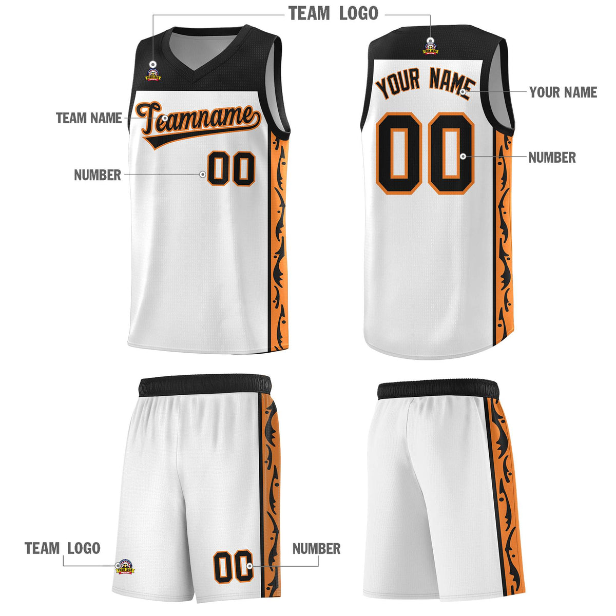 Custom White Side Pattern Sports Uniform Basketball Jersey|KXKSHOP