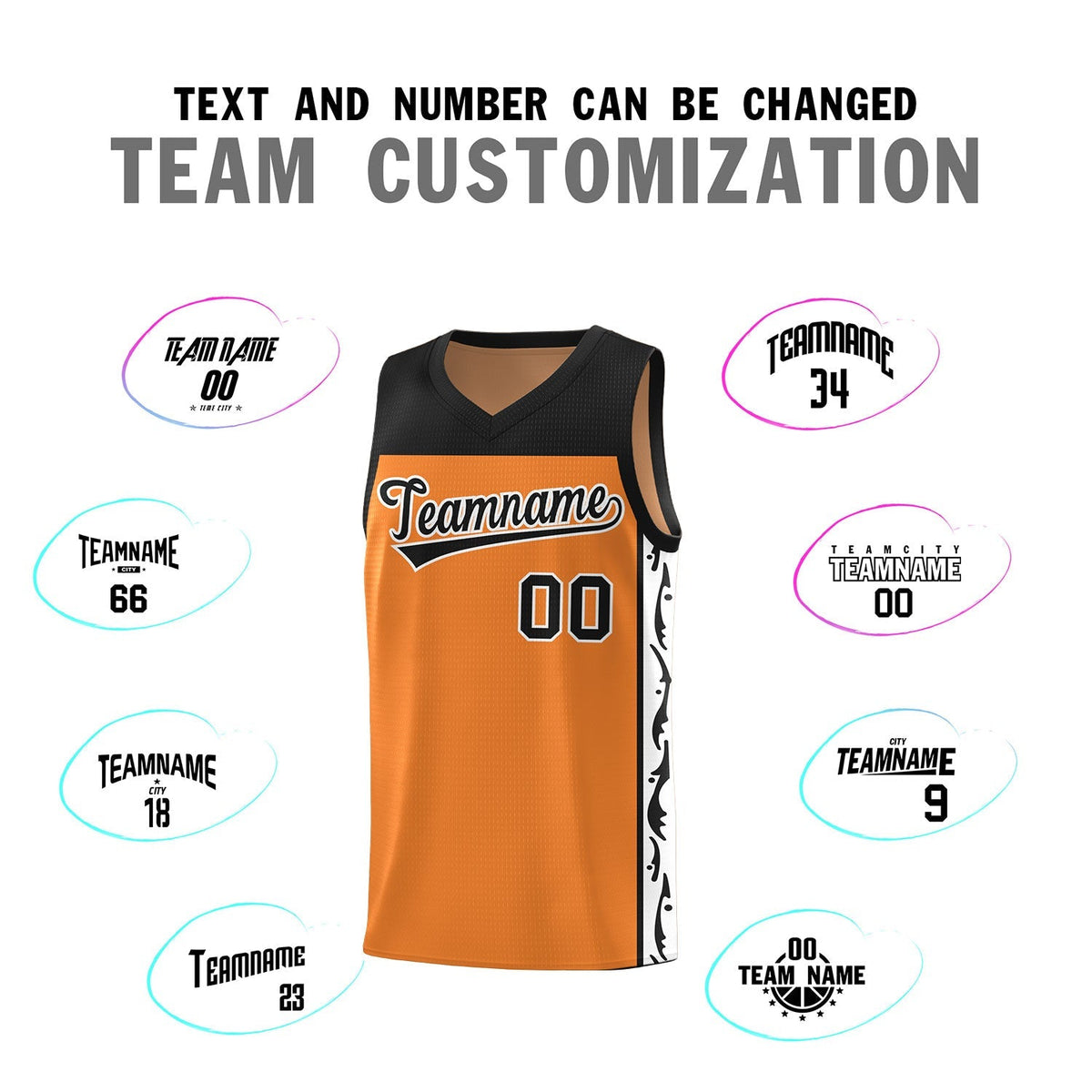 Custom Gold Orange Side Pattern Sports Uniform Basketball Jersey|KXKSHOP