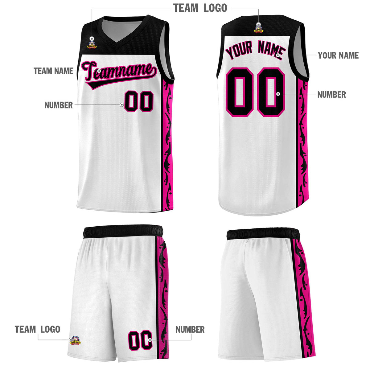 Custom White Side Pattern Sports Uniform Basketball Jersey|KXKSHOP