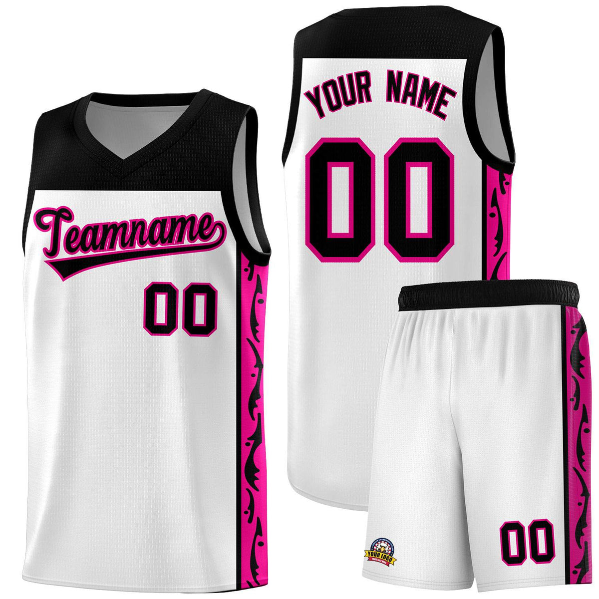 Custom White Side Pattern Sports Uniform Basketball Jersey|KXKSHOP
