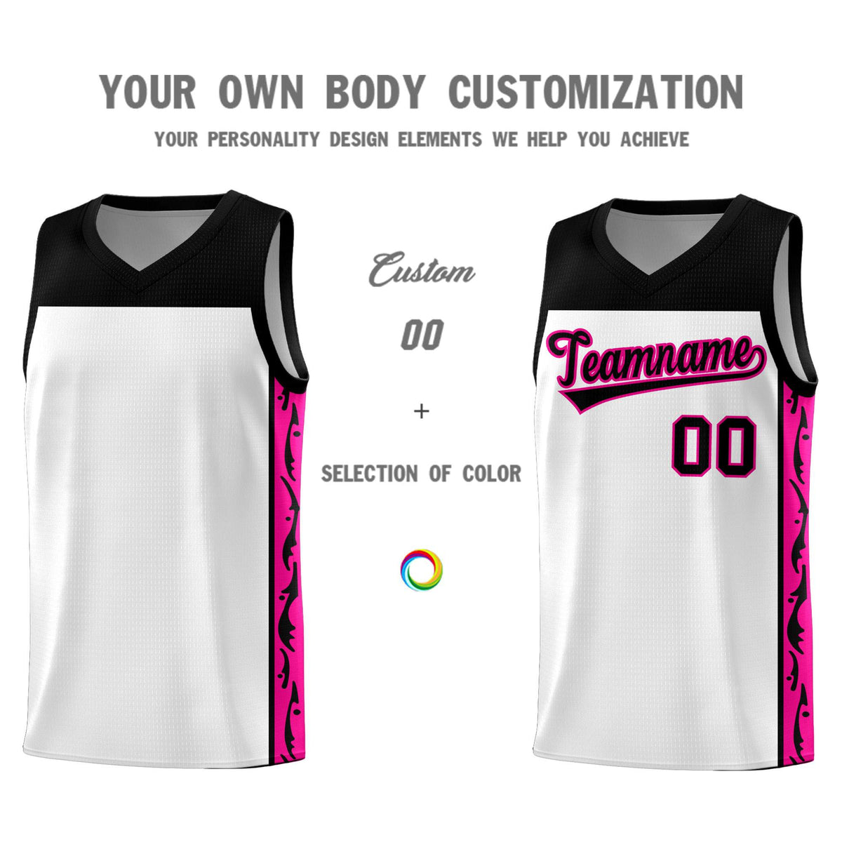 Custom White Side Pattern Sports Uniform Basketball Jersey|KXKSHOP