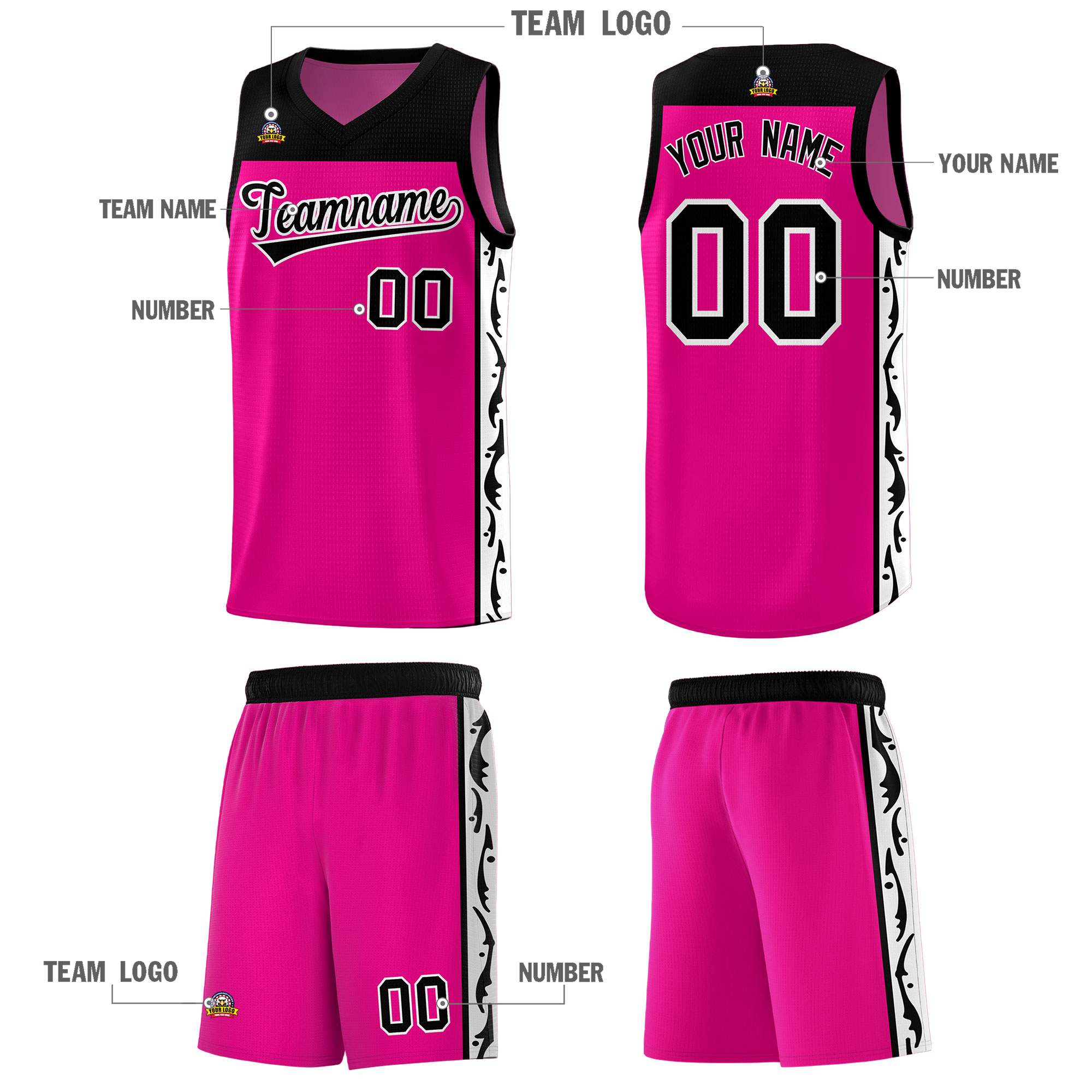 Custom Red Side Pattern Sports Uniform Basketball Jersey|KXKSHOP