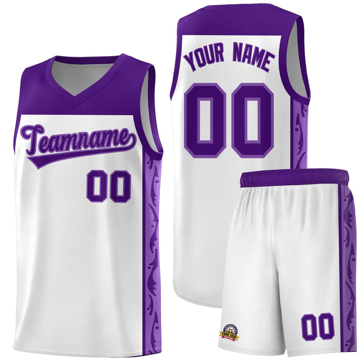 Custom White Side Pattern Sports Uniform Basketball Jersey|KXKSHOP