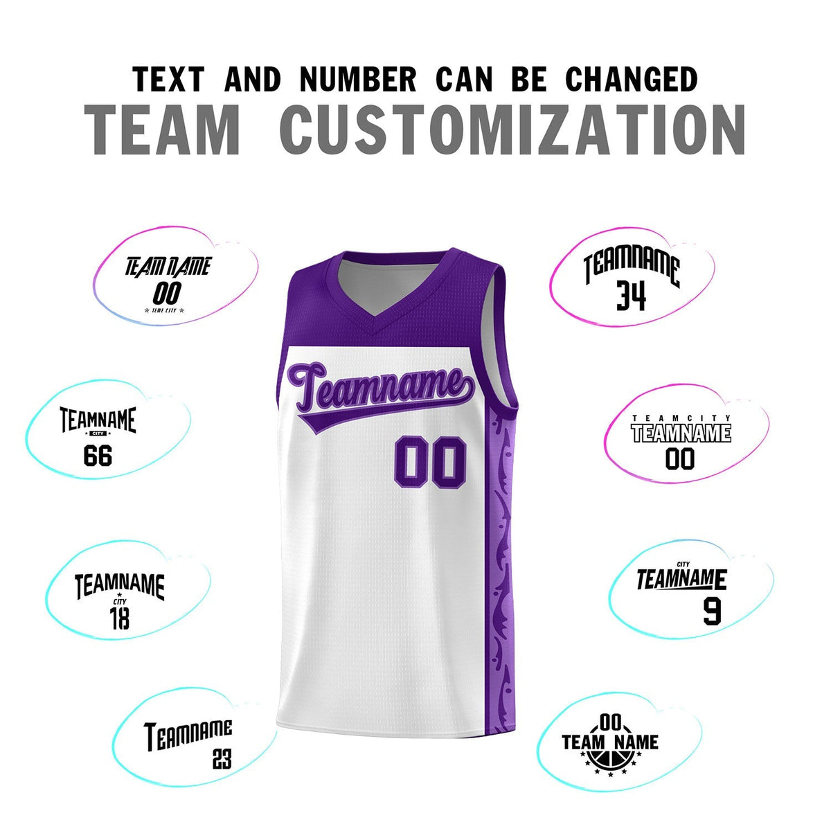 Custom White Side Pattern Sports Uniform Basketball Jersey|KXKSHOP