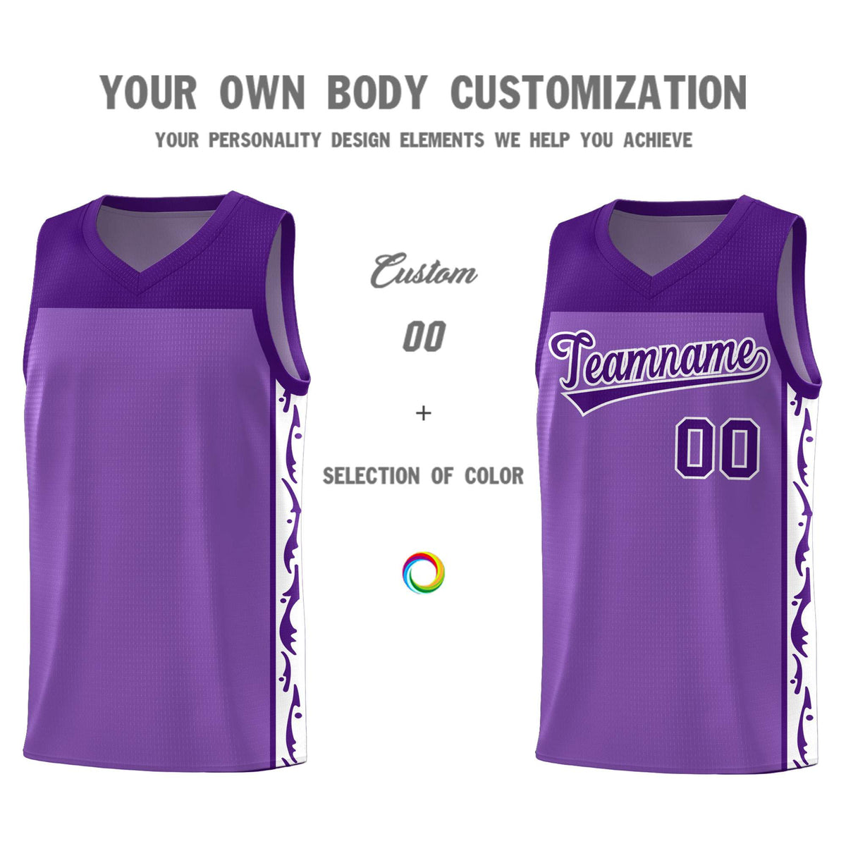 Custom Purple Side Pattern Sports Uniform Basketball Jersey|KXKSHOP