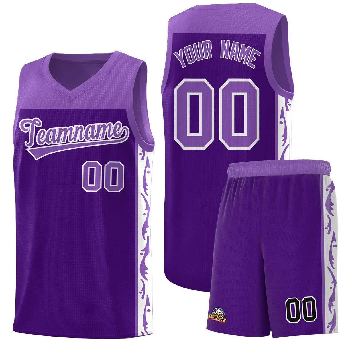 Custom Purple Side Pattern Sports Uniform Basketball Jersey|KXKSHOP