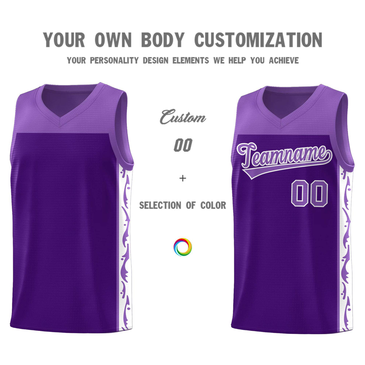 Custom Purple Side Pattern Sports Uniform Basketball Jersey|KXKSHOP
