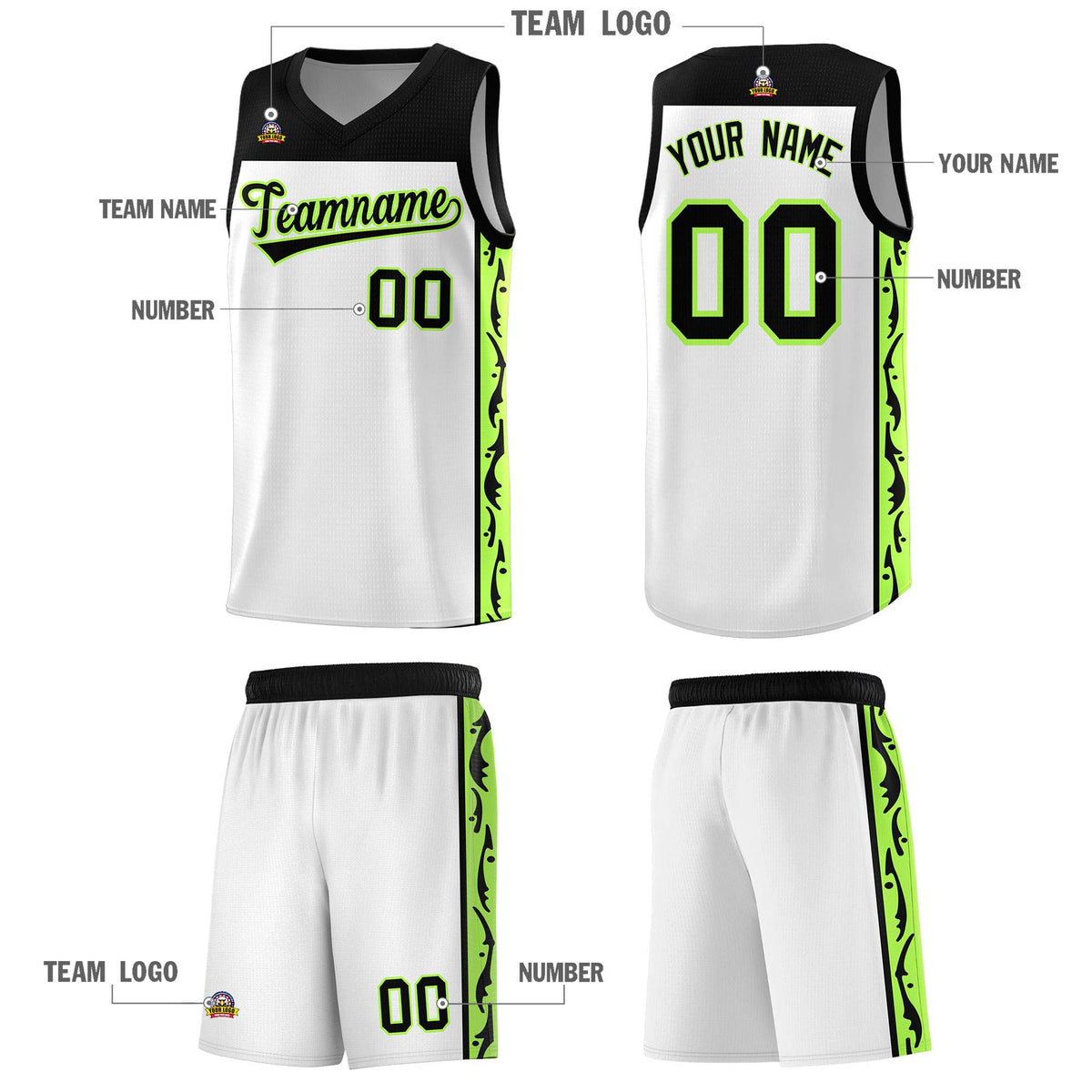 Custom White Side Pattern Sports Uniform Basketball Jersey|KXKSHOP
